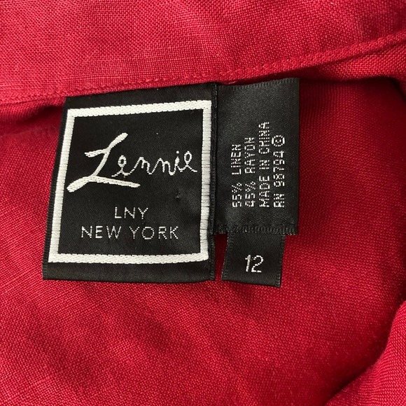 Lennie New York LNY red Linen blend Dress women sz 12 - Picture 5 of 7